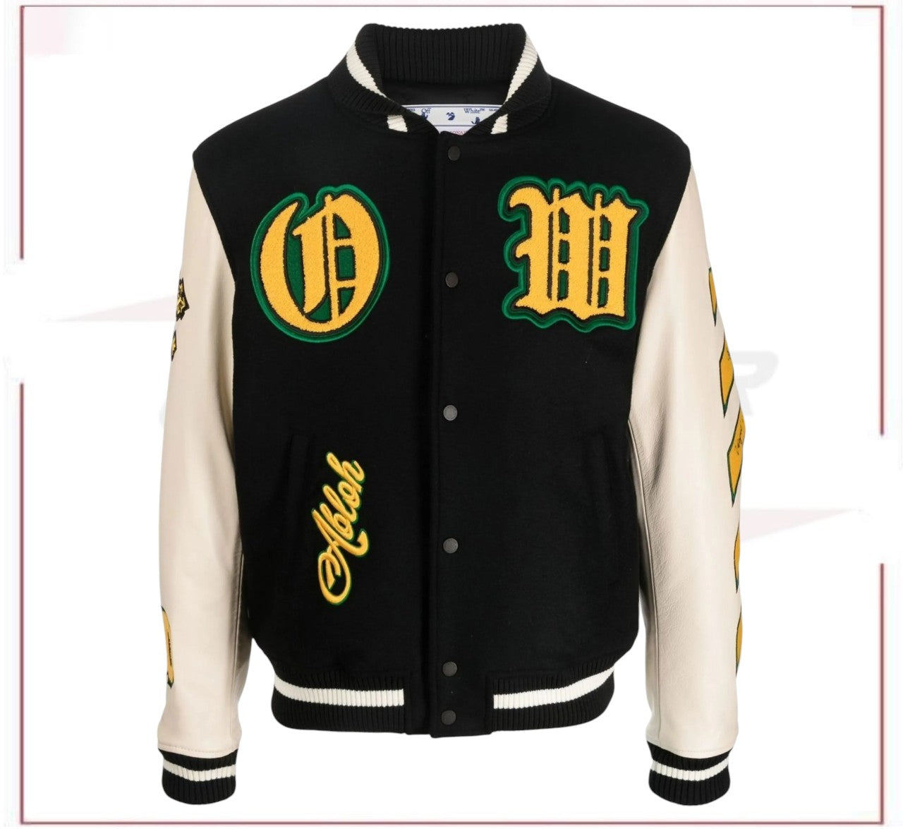 Off-White logo-patch varsity jacket