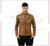 Men's Jacket in Genuine Brown Leather CROSSOVER RACEWEARS