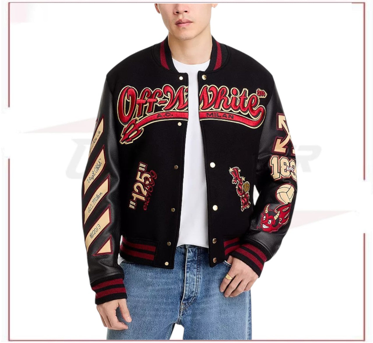 Off-White x AC Milan 125th Anniversary Embroidered Varsity Jacket - Exclusive