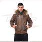 Boston - Men's Down Jacket in Genuine Brown Leather CROSSOVER RACEWEARS