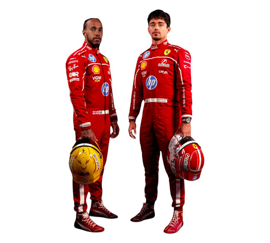 New 2025 Scuderia Ferrari HP Charles Leclerc & Lewis Hamilton F1 Team Replica Racing Suit