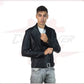 Men's Perfecto Jacket in Genuine Black Leather CROSSOVER RACEWEARS