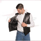 New Men's Vest in Genuine Black Leather CROSSOVER RACEWEARS