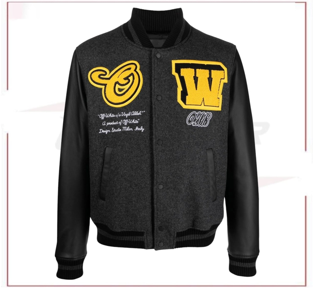 Off-White logo-patch varsity bomber jacket