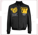Off-White logo-patch varsity bomber jacket