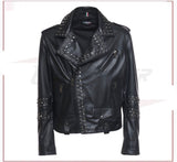 Vasco - Men's Studded Jacket in Genuine Black Leather CROSSOVER RACEWEARS