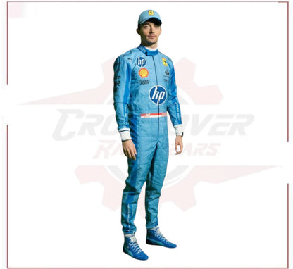 2024 Charles Leclerc Scuderia Ferrari HP Miami Grand Prix F1 Race Suit - CROSSOVER RACEWEARS 