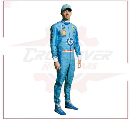 2024 Charles Leclerc Scuderia Ferrari HP Miami Grand Prix F1 Race Suit - CROSSOVER RACEWEARS 