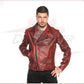 Men's jacket in Genuine Bordeaux Leather CROSSOVER RACEWEARS
