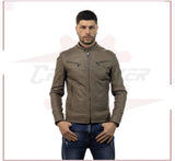 Men's Genuine Mud Colored Leather Jacket CROSSOVER RACEWEARS
