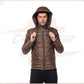 Berlino - Men's Down Jacket in Genuine Brown Leather CROSSOVER RACEWEARS
