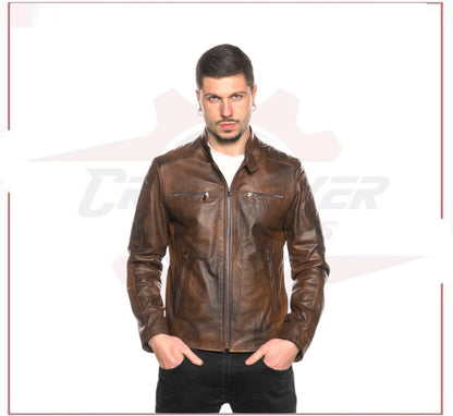 New Men’s Biker Brown genuine leather CROSSOVER RACEWEARS