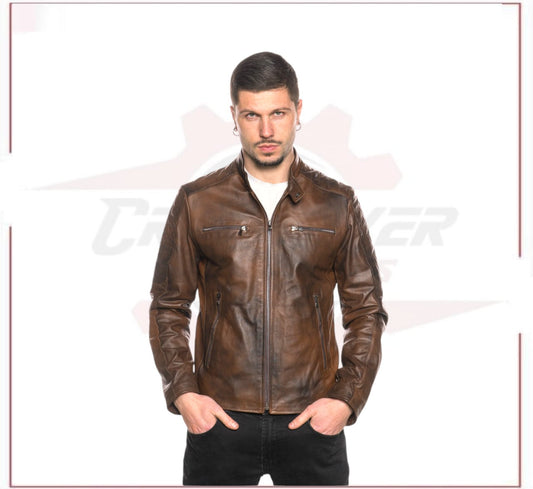 New Men’s Biker Brown genuine leather CROSSOVER RACEWEARS