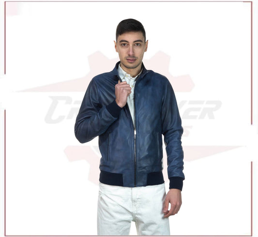 Bomber Napoli - Men’s Bomber Jacket in genuine leather CROSSOVER RACEWEARS