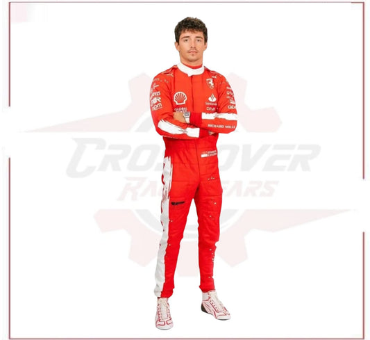 2023 New Las Vegas Charles Leclerc F1 Scuderia Ferrari Race Suit CROSSOVER RACEWEARS