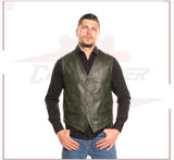 Men's Vest in Genuine Green Leather CROSSOVER RACEWEARS