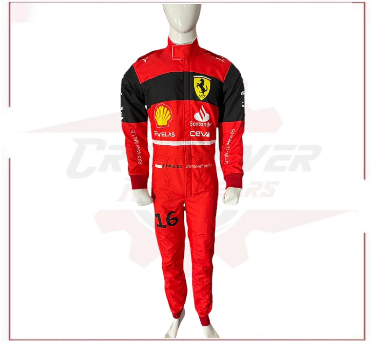 New Charles Leclerc 2022 F1 Ferrari Team Race Suit CROSSOVER RACEWEARS