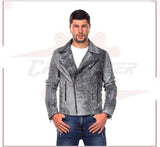 V248 - Men's Perfecto Jacket in Genuine Black Vintage Leather CROSSOVER RACEWEARS