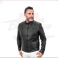 U06 - Men's Genuine Black Leather Jacket CROSSOVER RACEWEARS