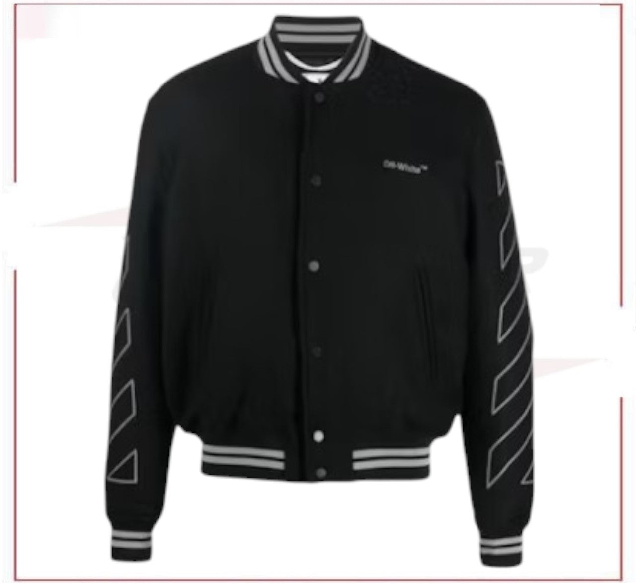 OFF-WHITE  Logo-Embroidered Wool Varsity Jacket