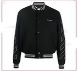 OFF-WHITE  Logo-Embroidered Wool Varsity Jacket