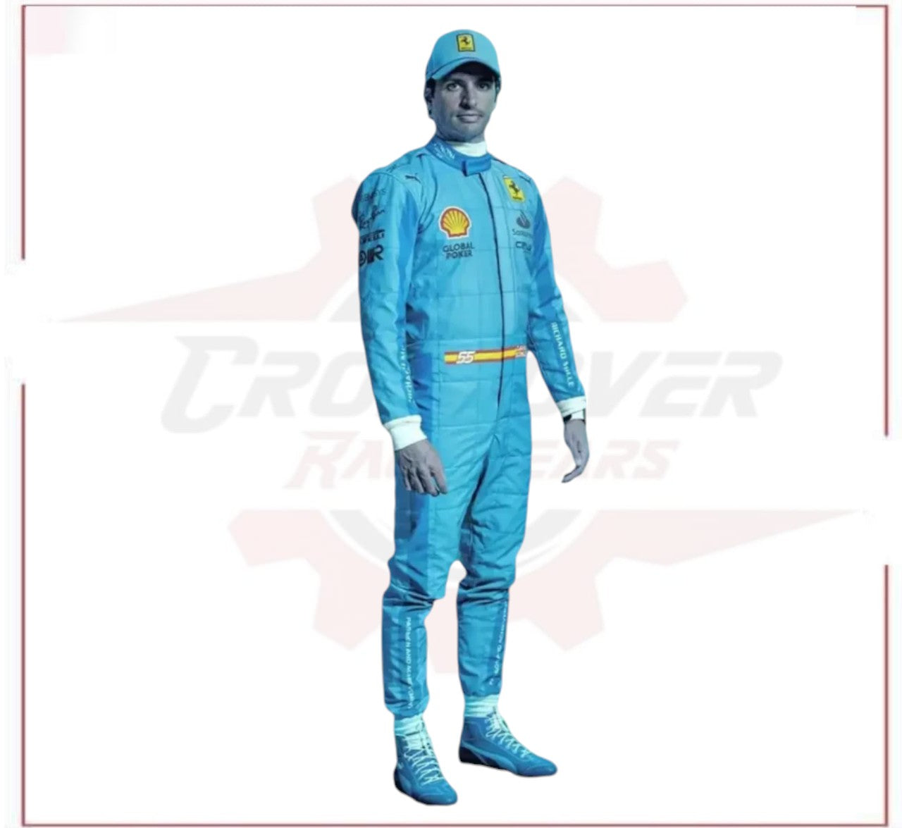 New 2024 Carlos Sainz jr Miami Grand Prix Scuderia Ferrari F1 Team Racing Suit - CROSSOVER RACEWEARS 