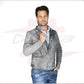Rockstar - Men’s Grey Scratched Leather Perfecto CROSSOVER RACEWEARS