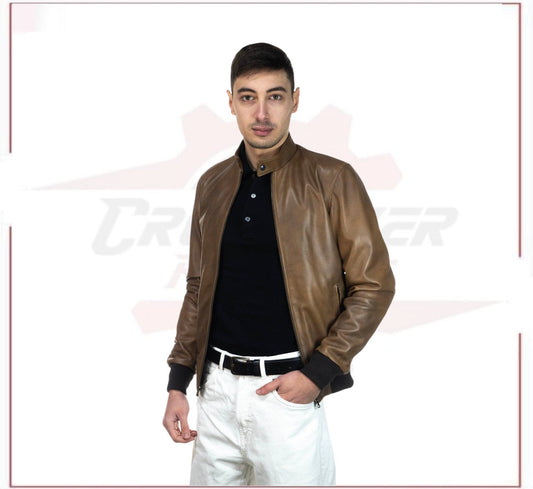 Bomber Napoli - Men’s Brown Bomber Jacket CROSSOVER RACEWEARS