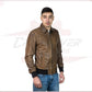 Men's Bomber Jacket in Genuine Brown Leather CROSSOVER RACEWEARS