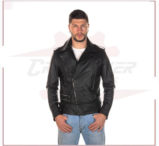 Perfect - Men's Perfecto in Genuine Black Leather CROSSOVER RACEWEARS