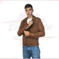 Men's jacket in Genuine Vintage Brown Leather CROSSOVER RACEWEARS