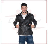 Men's Jacket in Genuine Grey Oil Vintage Leather CROSSOVER RACEWEARS