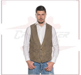 Men's Vest in Genuine Taupe Suede Leather CROSSOVER RACEWEARS