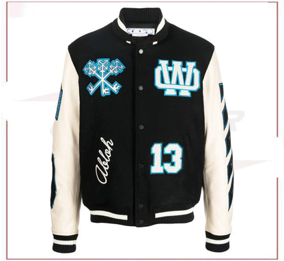 Off-White logo-patch varsity jacket