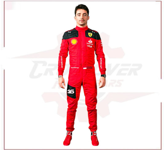 New Charles Leclerc 2023 F1 Race Suit Ferrari - CROSSOVER RACEWEARS 