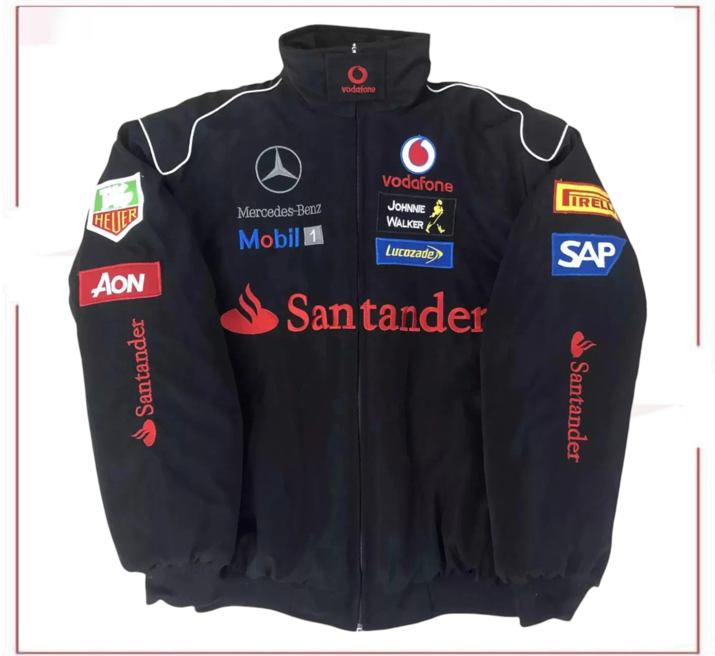 Vintage Edition Black Mercedes F1 Racing Jacket