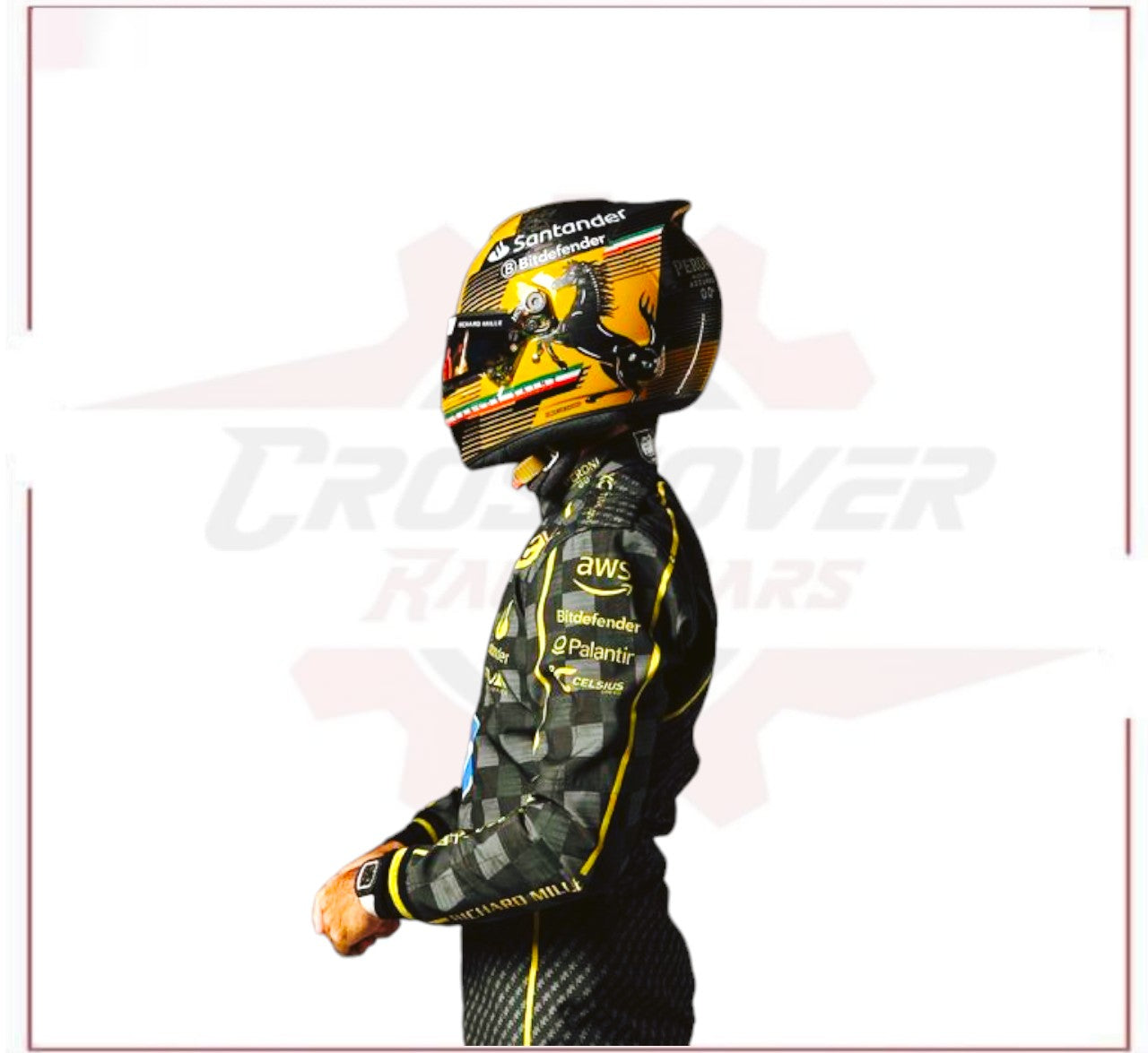 New 2024 Carlos Sainz HP Italy GP Scuderia Ferrari F1 Team Racing Suit - CROSSOVER RACEWEARS 