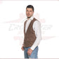 Men's Vest in Genuine Cocoa Suede Leather CROSSOVER RACEWEARS