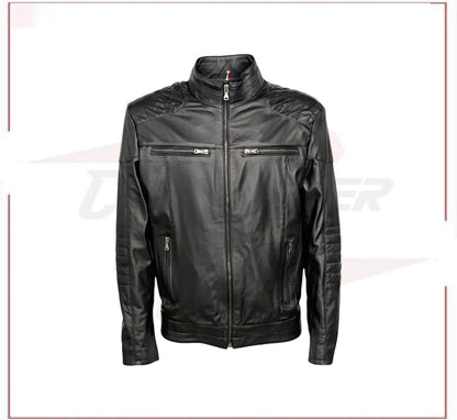 Attila - Men's Biker Jacket in Genuine Black Leather CROSSOVER RACEWEARS