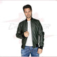 David - Men's Bomber Jacket in Green Genuine Leather CROSSOVER RACEWEARS