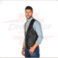 New Men's Vest in Genuine Black Leather CROSSOVER RACEWEARS