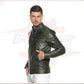 Men's Jacket in Genuine Green Leather CROSSOVER RACEWEARS