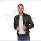 Men's Bomber Jacket in Genuine Dark Brown Leather CROSSOVER RACEWEARS
