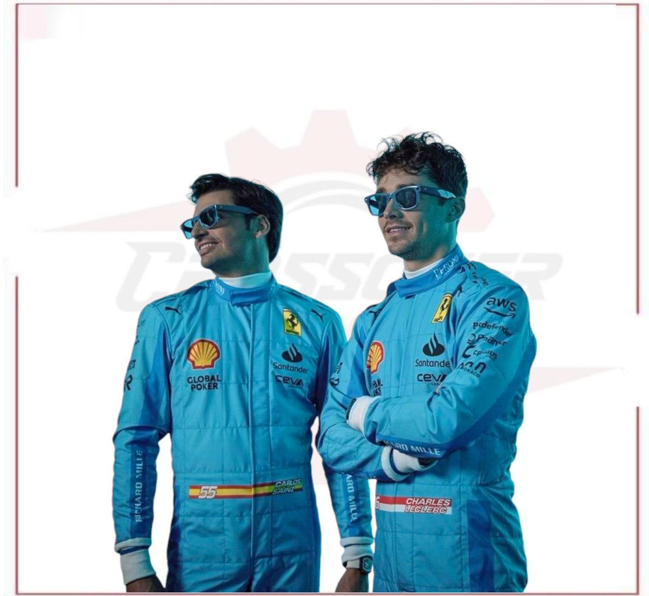 New 2024 Carlos Sainz jr Miami Grand Prix Scuderia Ferrari F1 Team Racing Suit - CROSSOVER RACEWEARS 