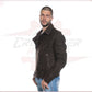 Men's jacket in Genuine Dark Brown Nubuck Leather CROSSOVER RACEWEARS