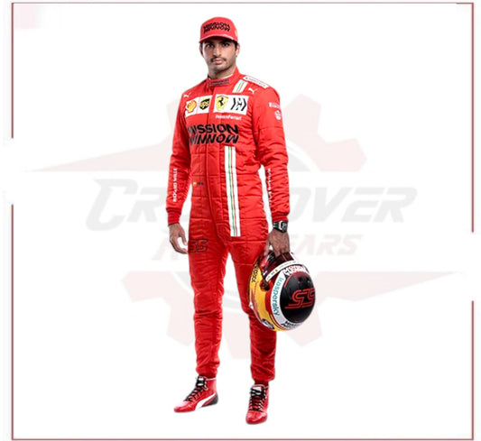 2021 Carlos Sainz Race Scuderia Ferrari F1 Suit - CROSSOVER RACEWEARS 