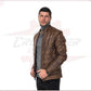 Berlino - Men's Down Jacket in Genuine Brown Leather CROSSOVER RACEWEARS