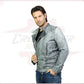 Rockstar - Men’s Grey Scratched Leather Perfecto CROSSOVER RACEWEARS