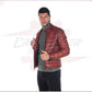 Berlino - Men's Down Jacket in Genuine Bordeaux Leather CROSSOVER RACEWEARS