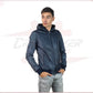 Bomber Napoli Cap - Men's Bomber Jacket in Genuine Blue Leather CROSSOVER RACEWEARS
